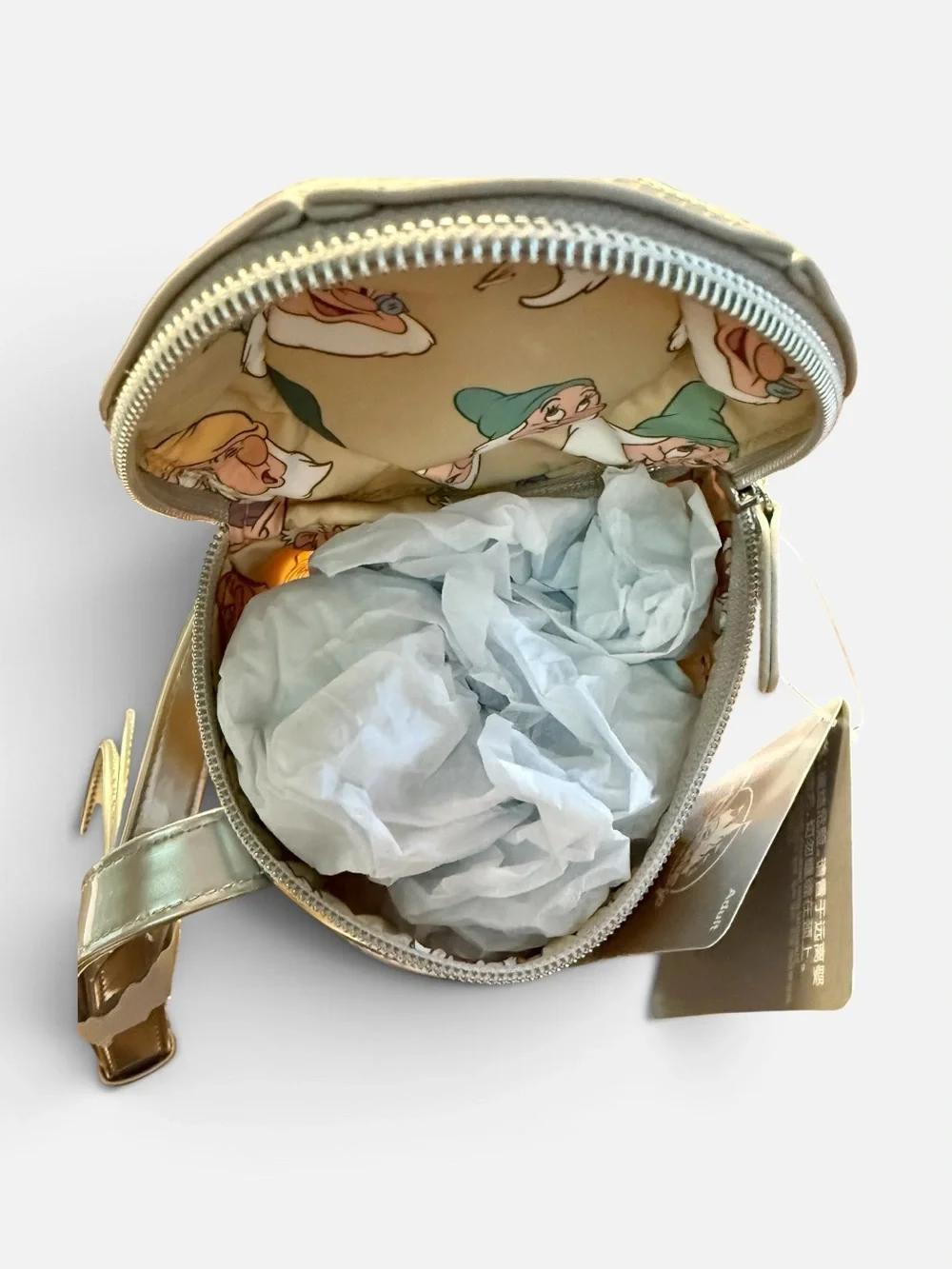 EPCOT Deutschland Lantern-Shaped Gold Crossbody Bag featuring the 7 Dwarfs - NWT